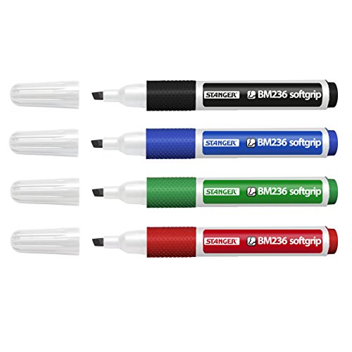 Stanger 714014 Silverline Board Marker BM 236 Softgrip set Chissel, schwarz/blau/rot/gruen Stanger 714014 Silverline Board Marker BM 236 Softgrip set Chissel, schwarz/blau/rot/gruen von Stanger