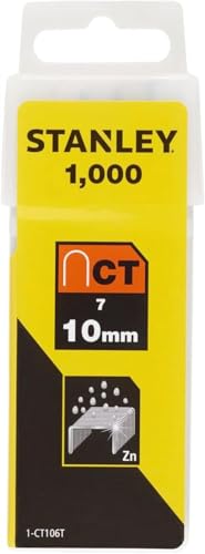 STANLEY Kabelklammern CT100 (10 mm, Gebogene Klammern für Stanley Kabeltacker, rostbeständig) 1000 Stück, 1-CT106T von Stanley