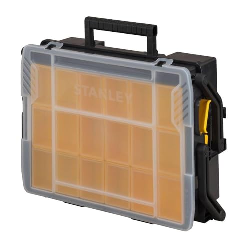 STANLEY Sortmaster Organizer Multi-Level Sortimentskasten Sortierbox (Zwei-Ebenen-Organizer, transparenter Deckel, herausnehmbare Boxen, für Kleinteile und Zubehör) STST1-75540 von Stanley