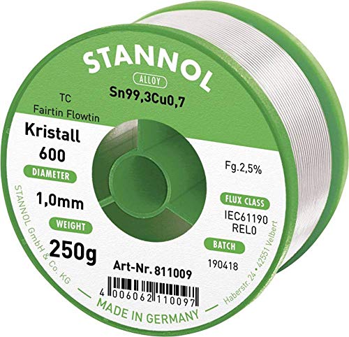Stannol 811009 FLOWTIN TC Fairtin Kristall 600 Lötdraht, 1mm Durchmesser, 250g Spulen Stannol 811009 FLOWTIN TC Fairtin Kristall 600 Lötdraht, 1mm Durchmesser, 250g Spulen von Stannol