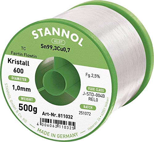 Stannol 811032 FLOWTIN TC Fairtin Kristall 600 Lötdraht, 1mm Durchmesser, 500g Spulen Stannol 811032 FLOWTIN TC Fairtin Kristall 600 Lötdraht, 1mm Durchmesser, 500g Spulen von Stannol
