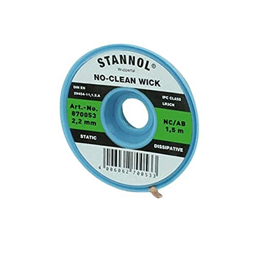 Stannol 870051 No-Clean/OO Entlötlitze, Weiß, 0,8mm x 1,5m von Stannol