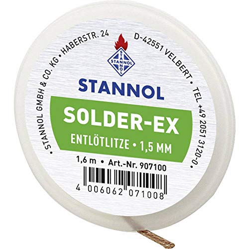 Stannol 907100 Entlötlitze Typ Solder-Ex 1,5mm x 1,6m, Grün Stannol 907100 Entlötlitze Typ Solder-Ex 1,5mm x 1,6m, Grün von Stannol