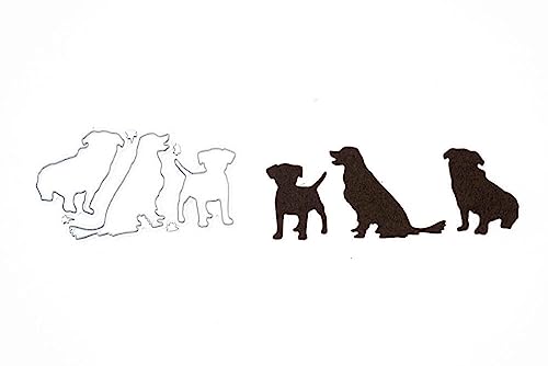 Stanzenshop Stanzschablone Drei Hunde, Stanzschablone Tiere, Stanzformen, Schablonen, Scrapbooking, Kartenherstellung, DIY, Prägeschablonen, Papierkarten, Cutting Dies von Stanzenshop.de