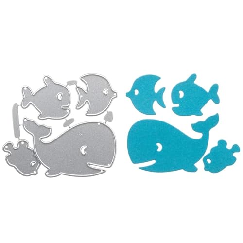 Stanzenshop Wal und drei Fische Stanzschablone, Meer, Tiere, Stanzformen, Schablonen, Scrapbooking, Kartenherstellung von Stanzenshop.de