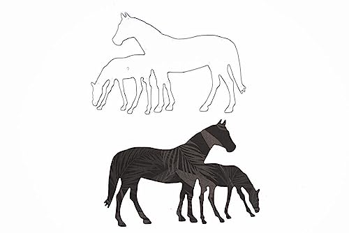 Stanzenshop Stanzschablone Zwei Pferde auf einer Stanze, Stanzschablone Pferd, Stanzformen, Schablonen, Scrapbooking, Kartenherstellung, DIY, Prägeschablonen von Stanzenshop.de