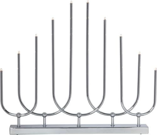 Fensterleuchter Novum von Star Trading, Kerzenständer mit 10 Glühbirnen E5 warmweiß, Weihnachtsdeko aus Metall in Chrom, Kabelschalter, Länge: 46 cm von Star