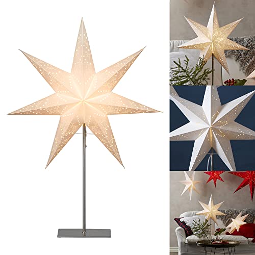 Fensterstern mit Beleuchtung | Weihnachtsdeko Fenster Beleuchtet| Weihnachtsdeko Innen | Papierstern beleuchtet | Weihnachtslampe| Weihnachtsstern beleuchtet stehend | Standleuchte Stern Weihnachten von Star