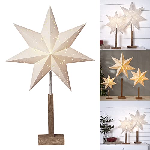 Fensterstern mit Beleuchtung | Weihnachtsdeko Fenster Beleuchtet| Weihnachtsdeko Innen | Papierstern beleuchtet | Weihnachtslampe| Weihnachtsstern beleuchtet stehend | Standleuchte Stern Weihnachten von Star