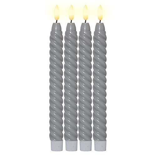 LED Kerzen mit Timerfunktion | LED Stabkerzen grau | LED Kerzen flackernde Flamme | LED Kerze mit Timer | Kerzen Deko | Stabkerzen gedreht | Kerzen Set 4er | Deko Kerzen | Stabkerzen LED von Star