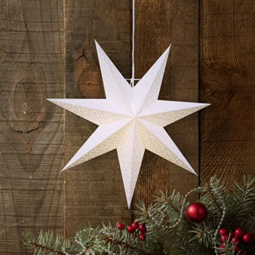 Weihnachtsstern Dot von Star Trading, 3D Papierstern Weihnachten in Weiß, Dekostern zum Aufhängen mit Kabel, E14 Fassung, Ø: 54 cm von Star