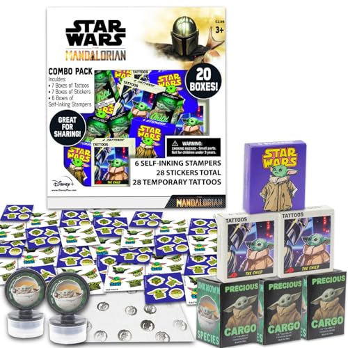STAR WARS Baby Yoda Gastgeschenke für 20 Gäste, 20 Stück, Mandalorianische Geschenkboxen mit Aufklebern, Tattoos und Stempeln für Kindergeburtstag, Partyzubehör und Dekorationen STAR WARS Baby Yoda Gastgeschenke für 20 Gäste, 20 Stück, Mandalorianische Geschenkboxen mit Aufklebern, Tattoos und Stempeln für Kindergeburtstag, Partyzubehör und Dekorationen von Star Wars