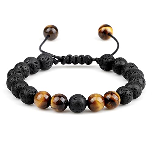 Perlen-Abstands-Armband Classic Black White Natural Lava Stone Charm Bracelets for Men Women Best Friend Jewelry Gift Pulseira von Star.W