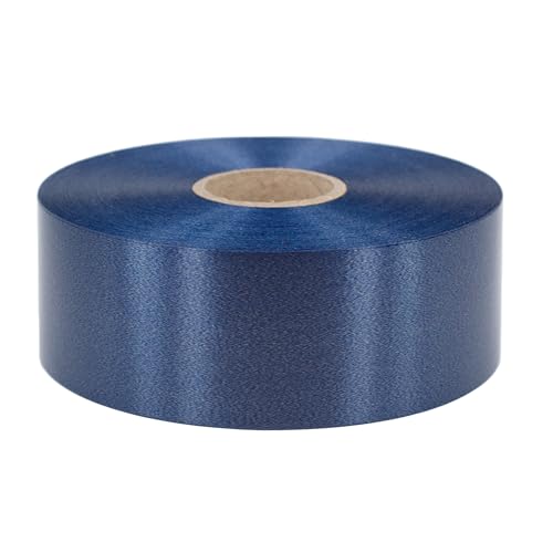Geschenkband Ringelband 50mm x 100m wasserfest - 30 FARBEN in 5/10/19/31/50mm - Dekoband aus Kunststoff - Polyband Schleifenband zum Basteln von Weihnachtssternen & Autoschleifen - Dunkelblau von Star
