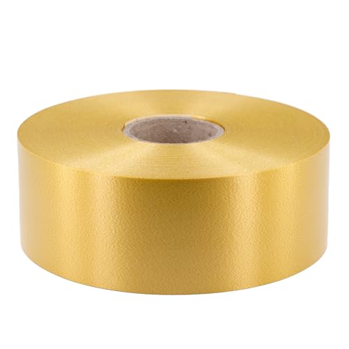 Geschenkband Ringelband 50mm x 100m wasserfest - 30 FARBEN in 5/10/19/31/50mm - Dekoband aus Kunststoff - Polyband Schleifenband zum Basteln von Weihnachtssternen & Autoschleifen - Gold von Star