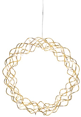 LED-Dekoleuchte "Curly Dewdrops" ca. 30 x 30 cm, 30 warmwhite LED, Material: Metall, messingfarben, transparentes Kabel mit Trafo von Star