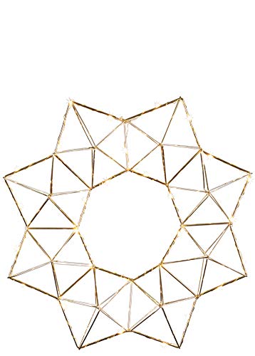 Star LED-Drahtstern Edge ca. 40 cm Ø, 30 warmwhite LED, Material: Metall, messingfarben, transparentes Kabel mit Trafo, Star LED-Drahtstern Edge ca. 40 cm Ø, 30 warmwhite LED, Material: Metall, messingfarben, transparentes Kabel mit Trafo, von Star