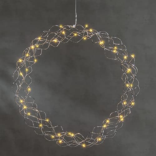 LED Lichterkranz Curly von Star Trading, Fensterlicht Weihnachten warmweiß aus Draht und Kunststoff in Chrom, Transparent, mit Kabel, Ø: 45 cm von Star