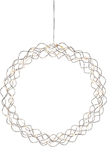 LED Lichterkranz Curly von Star Trading, Fensterlicht Weihnachten warmweiß aus Draht und Kunststoff in Chrom, Transparent, mit Kabel, Ø: 45 cm von Star