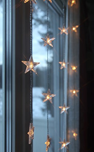LED-Lichtervorhang mit Sternen 30-teilig, 20 warm white LED + 10 flashing LED, Material: Plastik, ca. 120 x 90 cm von Star
