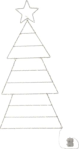 LED-Silhouette 'Folde' Tannenbaum, Silber, ca. 61x120 cm, 110 ww LED, Batterie, Timer, Outdoor von Star