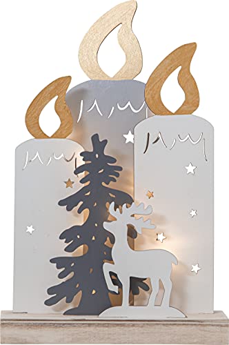 LED Weihnachtsdeko Fauna von Star Trading, Weihnachtsmotive aus Holz mit Beleuchtung und Timer, warmweiß, batteriebetrieben, Höhe: 34 cm von Star