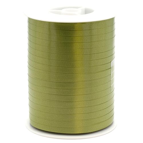 Star Geschenkband Ringelband 5mm x 500m wasserfest - 30 FARBEN in 5/10/19/31/50mm - Dekoband aus Kunststoff - Polyband zum Anbinden von Luftballons - Schleifenband zum Basteln - Olivgrün von Star