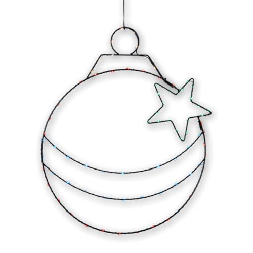 Star Trading 701-48 LED-Silhouette "X-Mas Bulb" schwarz, Metall, 39x47 cm, Kugelform, 82 bunte LED, 1 m Kabel, Batterie, Timer, Vierfarb-Karton von Star