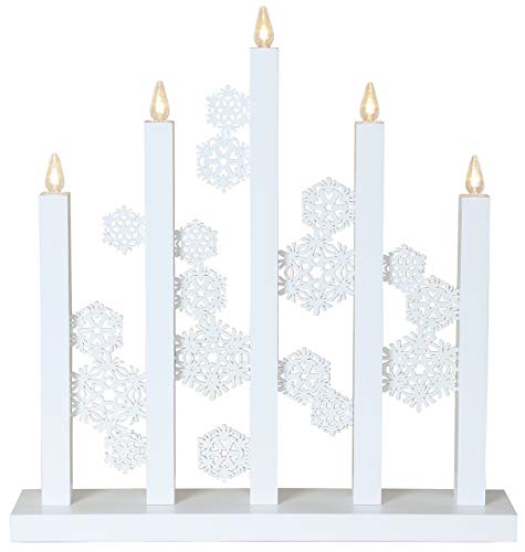 Star LED-Fensterleuchter "Snowfall", 5 warmweiß LED, Material Holz, Vierfarb-Karton, 46 x 47 cm, weiß/gold 658-00 von Star