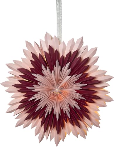 Star Trading 501-83 Papierstern 'Ice' - pink, ca. 50 cm Ø, mit Band, zerknittertes Papier, 3-lagig, ohne Leuchtmittel, für Weihnachten von Star