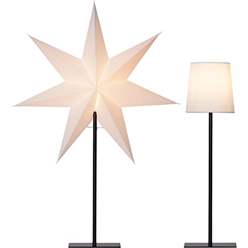 Stehlampe mit Wechselschirm Frozen von Star Trading, 3D Papierstern Weihnachten oder runder Lampenschirm in Weiß, Dekostern Stehleuchte mit Kabelschalter, E14, Höhe: 76 cm Stehlampe mit Wechselschirm Frozen von Star Trading, 3D Papierstern Weihnachten oder runder Lampenschirm in Weiß, Dekostern Stehleuchte mit Kabelschalter, E14, Höhe: 76 cm von Star