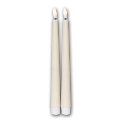 Star Trading 060-22 LED-Stabkerze "Flamme Candy", 2er Set pastellgelb, Kunststoff, ca. 2,3x26 cm, naturgetreue Flamme, Batterie, Timer, Vierfarb-Karton von Star