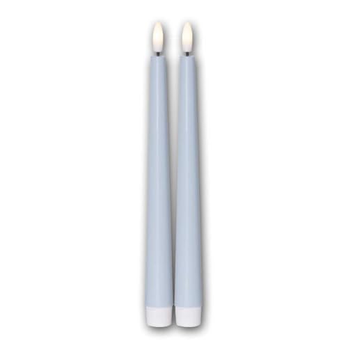 Star Trading 060-25 LED-Stabkerze "Flamme Candy", 2er Set pastellblau, Kunststoff, ca. 2,3x26 cm, naturgetreue Flamme, Batterie, Timer, Vierfarb-Karton von Star