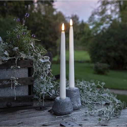Star Trading Kerzen Set Flamme Slim, 2 Stück, Antik-Kerzen, Weiß, LED, Timer, Warmweiß, Außenbereich, 28 cm von Star