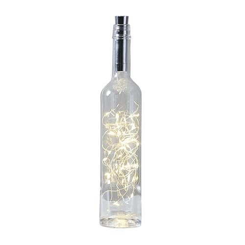 Star Trading LED Draht-Lichterkette, Flaschen-Lichterkette, 40 Warmweiße LEDs, Batteriebetrieben mit Timer, 2m Silber, Ideal für Flaschen-Deko von Star