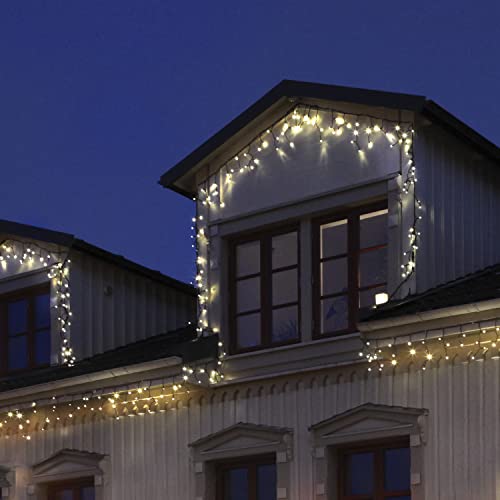 Star Trading LED Eiszapfen-Lichterkette 3 m für Expo-Beleuchtungs-System, Eisregen Lichter-Kette schwarz für außen, 50 LEDs warmweiß, IP44 von Star