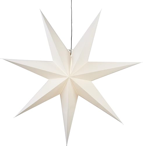 Weihnachtsstern Frozen von Star Trading, 3D Papierstern Weihnachten in Weiß, Dekostern zum Aufhängen mit Kabel, E14 Fassung, Ø: 100 cm von Star