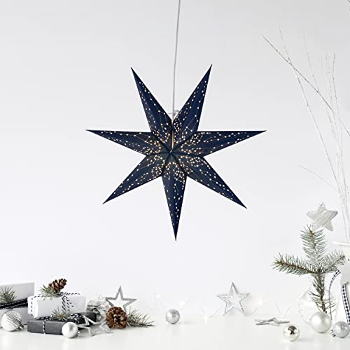 Weihnachtsstern Galaxy von Star Trading, 3D Papierstern Weihnachten in Blau, Dekostern zum Aufhängen mit Kabel, E14 Fassung, Ø: 60 cm von Star