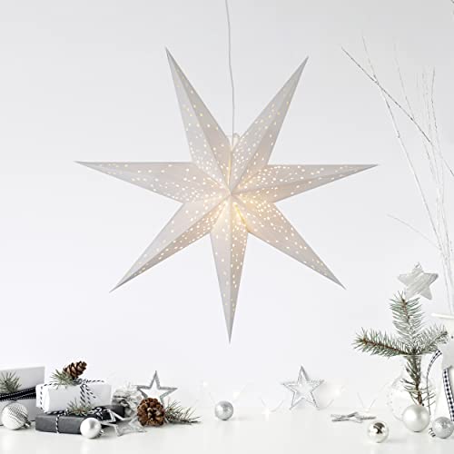 Weihnachtsstern Galaxy von Star Trading, 3D Papierstern Weihnachten in Weiß, Dekostern zum Aufhängen mit Kabel, E14 Fassung, Ø: 100 cm von Star