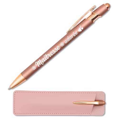 Kugelschreiber Maîtresse adorée roségold graviert mit Lederetui – Geschenkidee Danke Lehrerin originell Ende des Schuljahres – Metallstift Kupfer 2-in-1 personalisierbar Kugelschreiber Maîtresse adorée roségold graviert mit Lederetui – Geschenkidee Danke Lehrerin originell Ende des Schuljahres – Metallstift Kupfer 2-in-1 personalisierbar von StarMaker