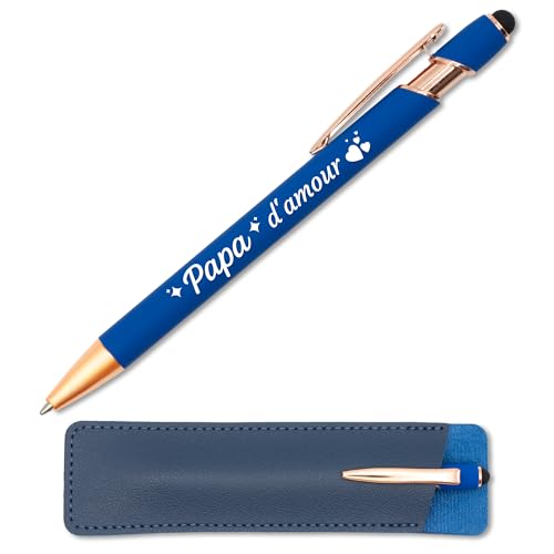Kugelschreiber mit Gravur "Liebespapa", dunkelblau, kupferfarben, mit Lederetui – Geschenkidee zum Vatertag – originelle Geschenkidee zum Vatertag – 2-in-1-Metallstift mit personalisierbarer Kugelschreiber mit Gravur "Liebespapa", dunkelblau, kupferfarben, mit Lederetui – Geschenkidee zum Vatertag – originelle Geschenkidee zum Vatertag – 2-in-1-Metallstift mit personalisierbarer von StarMaker
