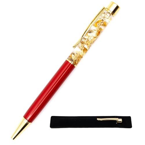 Kugelschreiber mit rotem Blattgold, mit Samtetui, originelles und schickes Geschenk, echte schwebende Goldfolie, schwarze Tinte, Druckkugelschreiber Kugelschreiber mit rotem Blattgold, mit Samtetui, originelles und schickes Geschenk, echte schwebende Goldfolie, schwarze Tinte, Druckkugelschreiber von StarMaker