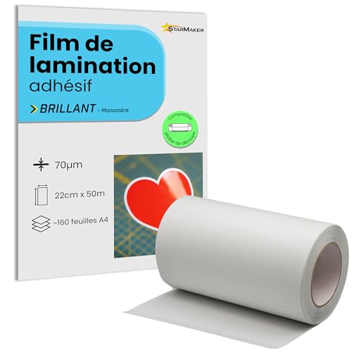 Laminierfolie, 22 cm x 50 m, A4, glänzend, laminiert, selbstklebend, für Foto und Aufkleber, Schneideplotter Laminierfolie, 22 cm x 50 m, A4, glänzend, laminiert, selbstklebend, für Foto und Aufkleber, Schneideplotter von StarMaker