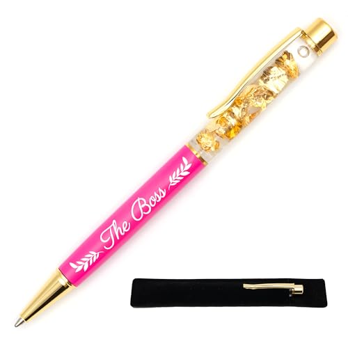 Personalisierbarer Kugelschreiber "The Boss", Rosa – Goldfolien-Kugelschreiber mit Lasergravur, originelles und schickes Geschenk mit Etui für Kollegen, Chef, Freund Personalisierbarer Kugelschreiber "The Boss", Rosa – Goldfolien-Kugelschreiber mit Lasergravur, originelles und schickes Geschenk mit Etui für Kollegen, Chef, Freund von StarMaker