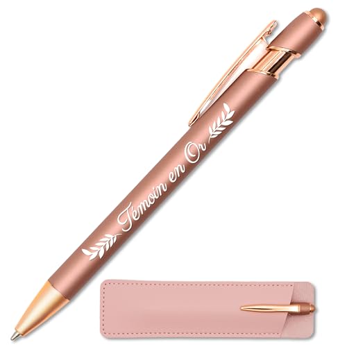 Personalisierbarer Kugelschreiber mit goldfarbener Schatulle – Geschenkidee für Trauzeugen zur Hochzeit – Kugelschreiber aus Metall 2-in-1 Touch mit Lasergravur, originell und schick, zum Verschenken von StarMaker