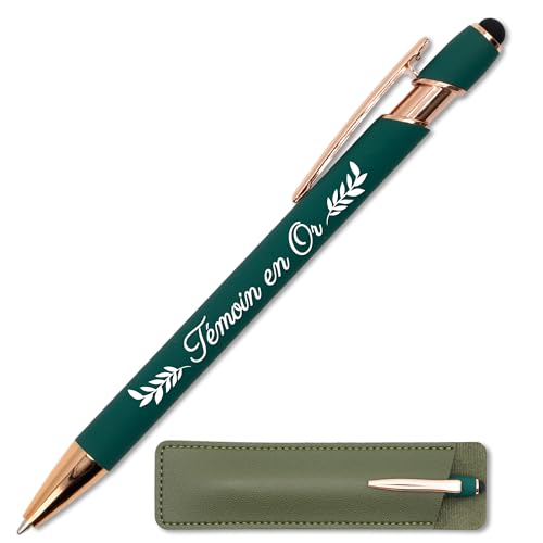 Personalisierbarer Kugelschreiber mit goldfarbener Schatulle – Geschenkidee zur Hochzeit – 2-in-1 Metallstift mit Touch-Funktion mit Lasergravur, originell und schick, zum Verschenken (tiefgrün) von StarMaker