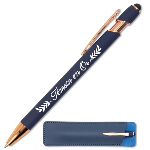 Personalisierbarer Kugelschreiber mit goldfarbener Schatulle – Geschenkidee zur Hochzeit – Kugelschreiber aus Metall 2-in-1 Touch mit Lasergravur, originell und schick zum Verschenken (tiefblau) von StarMaker