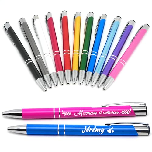 Personalisierter Kugelschreiber aus Metall - Vorname, Geschenk für Schullehrer, Schulanfang, Hochzeit, Betreuer, Stift mit Text und anpassbaren Symbolen und Dekorationen, Lasergravur von StarMaker