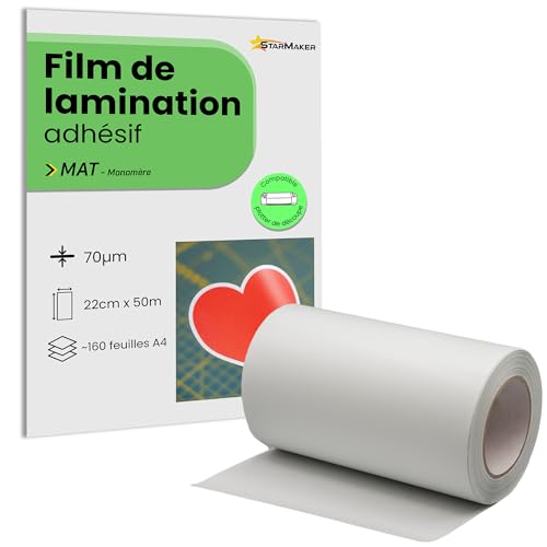 Rolle 22 cm x 50 m A4 Kaltlaminierfolie matt – Laminierfolien laminiert selbstklebend für Foto und Aufkleber – Schneideplotter kompatibel Rolle 22 cm x 50 m A4 Kaltlaminierfolie matt – Laminierfolien laminiert selbstklebend für Foto und Aufkleber – Schneideplotter kompatibel von StarMaker