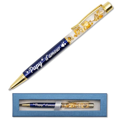 StarMaker Kugelschreiber mit Goldfolie, graviert, Papy d'Amour, Blau, mit Geschenkbox – Geschenkidee zum Großvatertag – personalisierbarer Metallstift, französische Gravur StarMaker Kugelschreiber mit Goldfolie, graviert, Papy d'Amour, Blau, mit Geschenkbox – Geschenkidee zum Großvatertag – personalisierbarer Metallstift, französische Gravur von StarMaker